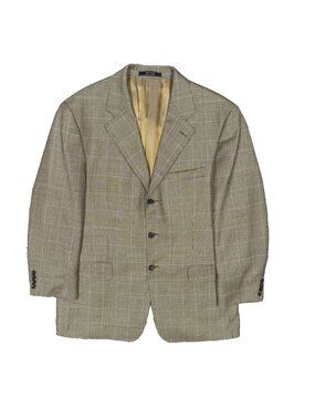 Arnold Brant Blazer Loro Piana Wool Sport Coat Houndstooth Beige 44R